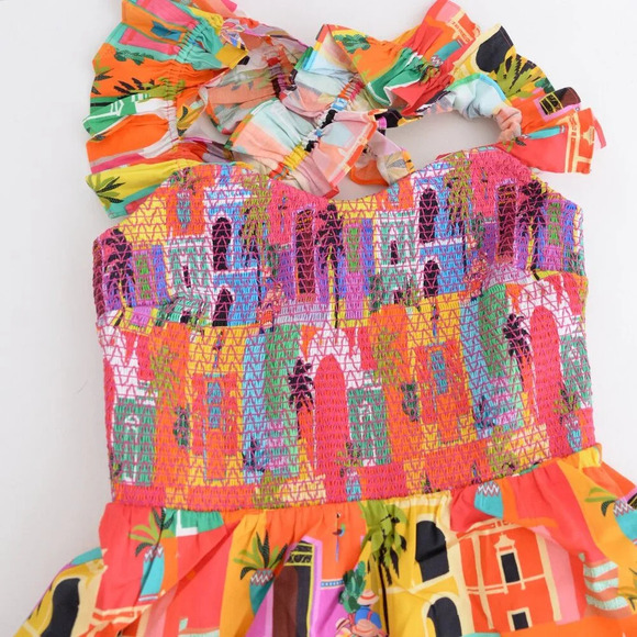 Alden Adair Mia Casablanca Red Orange Tropical Holiday Maxi Dress S NTW - Picture 9 of 11